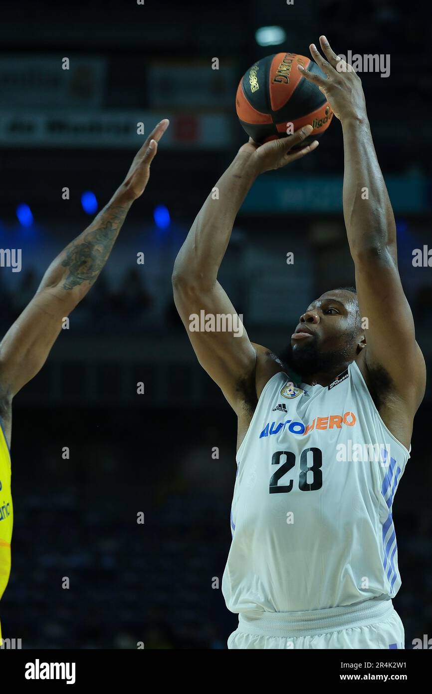 Madrid, Espagne. 28th mai 2023. Guerschon Yabusele joueur du Real Madrid en action pendant le Real Madrid vs Gran Canaria - Liga Endesa Jouez au centre WiZink. victoire du real madrid (95-68). (Photo par Atilano Garcia/SOPA Images/Sipa USA) crédit: SIPA USA/Alay Live News Banque D'Images