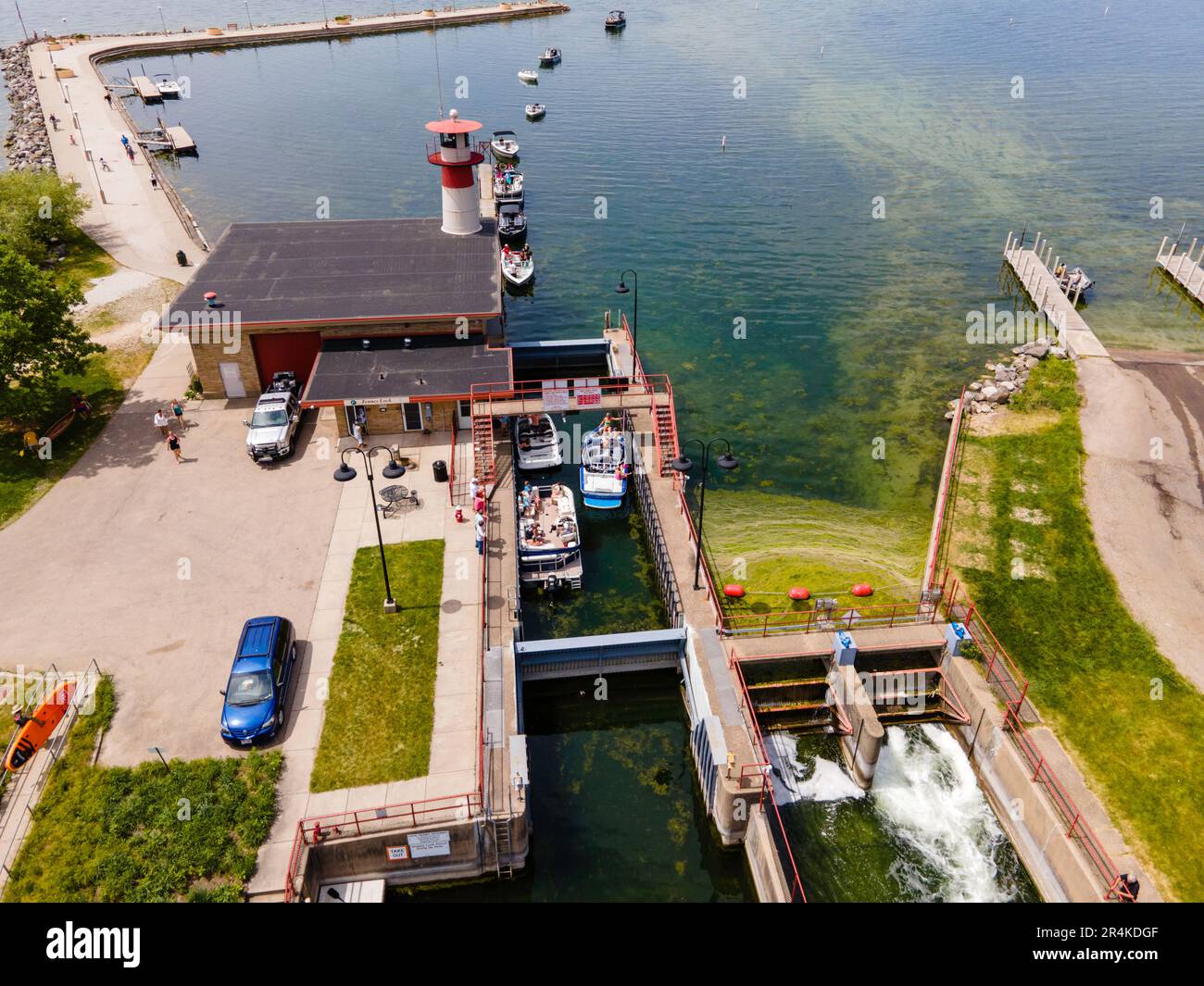 Vue sur le parc Tenney, Madison, Wisconsin, États-Unis, lors d'une belle journée d'été. Banque D'Images