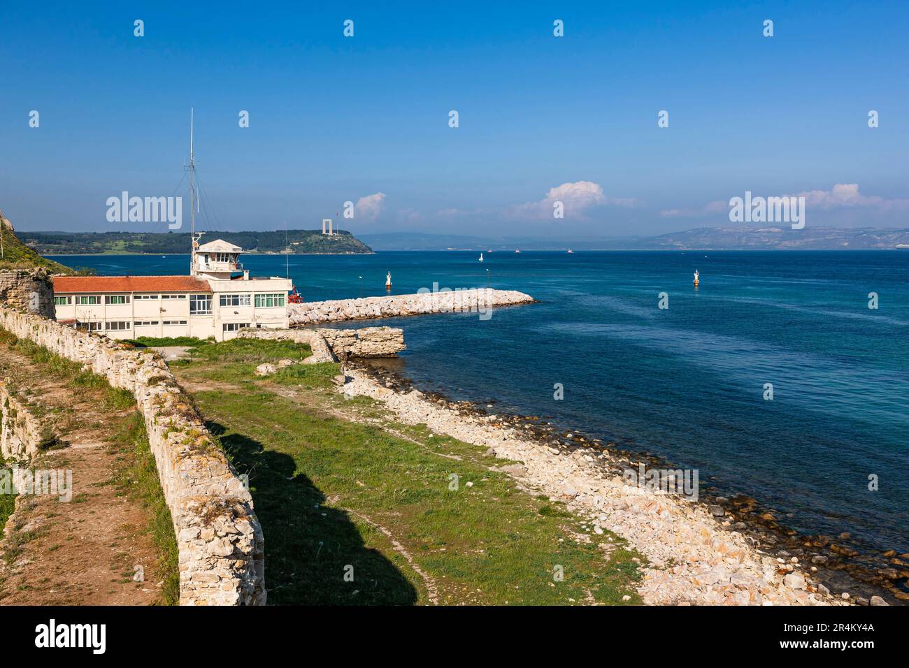 Port et phare de Seddubahir, Pointe de Gelibolu (Gallipoli) péninsule, détroit de Dardanelles, quartier Eceabat, Çanakkale, côté européen, Turquie Banque D'Images