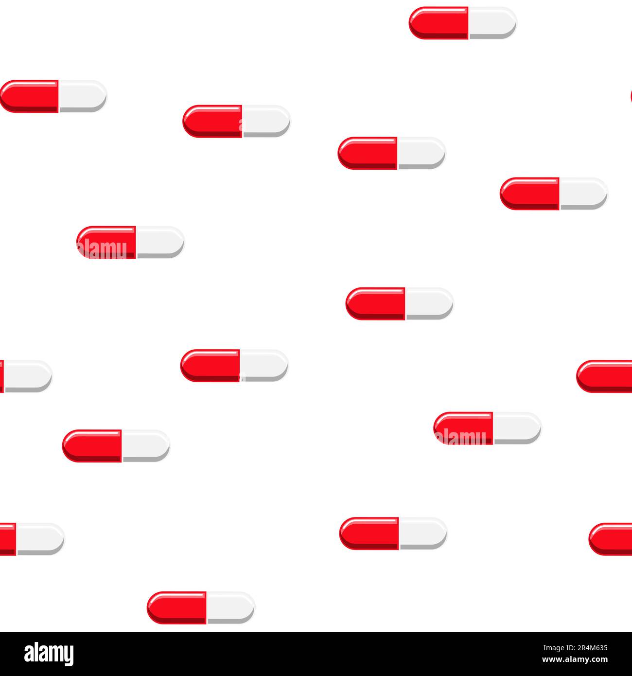 Médical sans couture modèle, texture de rouge et blanc médicinal ovale pharmaceutiques belles comprimés, capsules, vitamines, médicaments, antibiotiques isolés sur Illustration de Vecteur