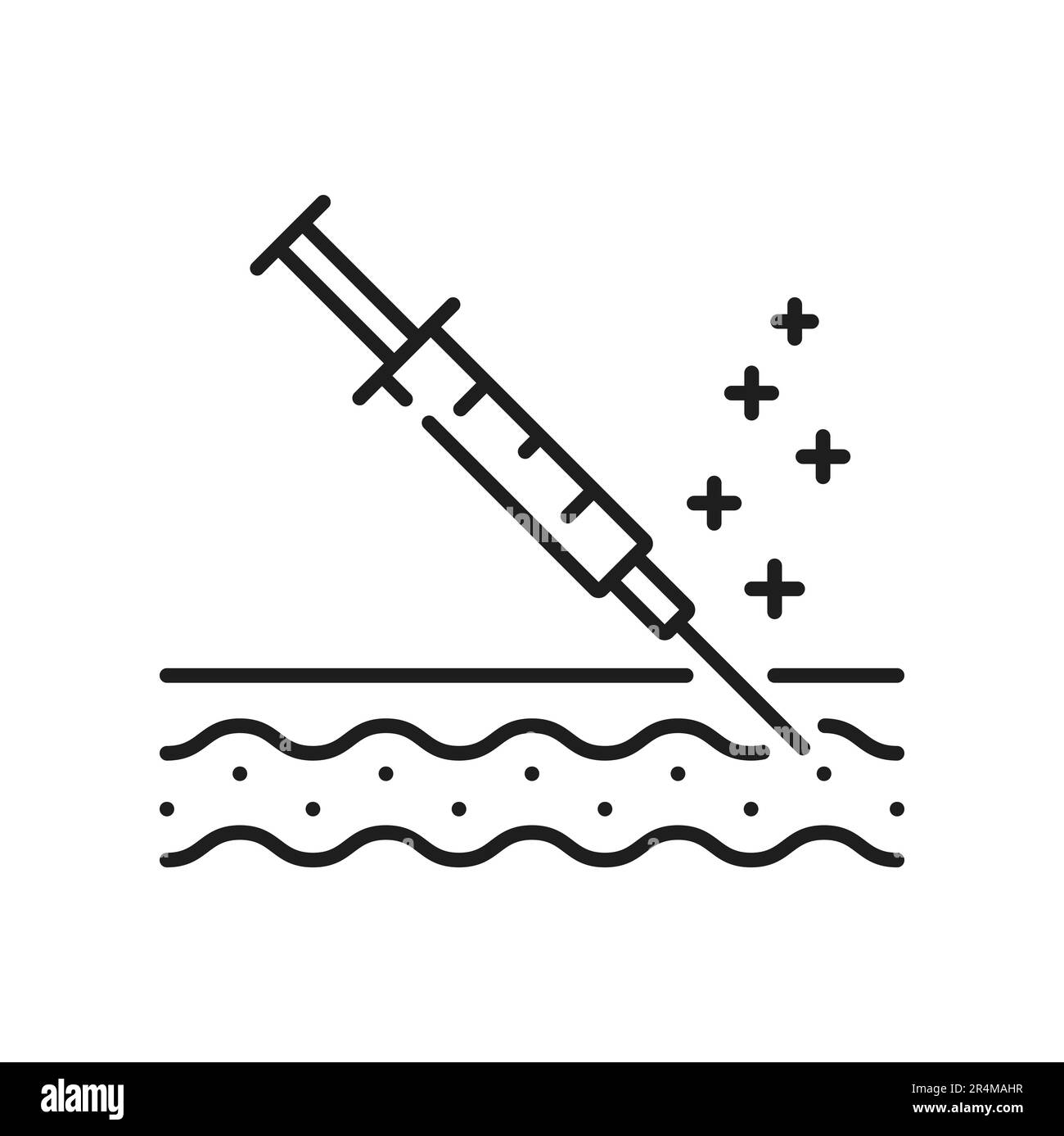 Botox injection Icon, soin du visage, et traitement de beauté, vecteur de ligne. Botox, mésothérapie ou injection de remplissage icône pour soulever, soin de la peau anti âge et médecine esthétique et bio-revitalisation pictogramme Illustration de Vecteur