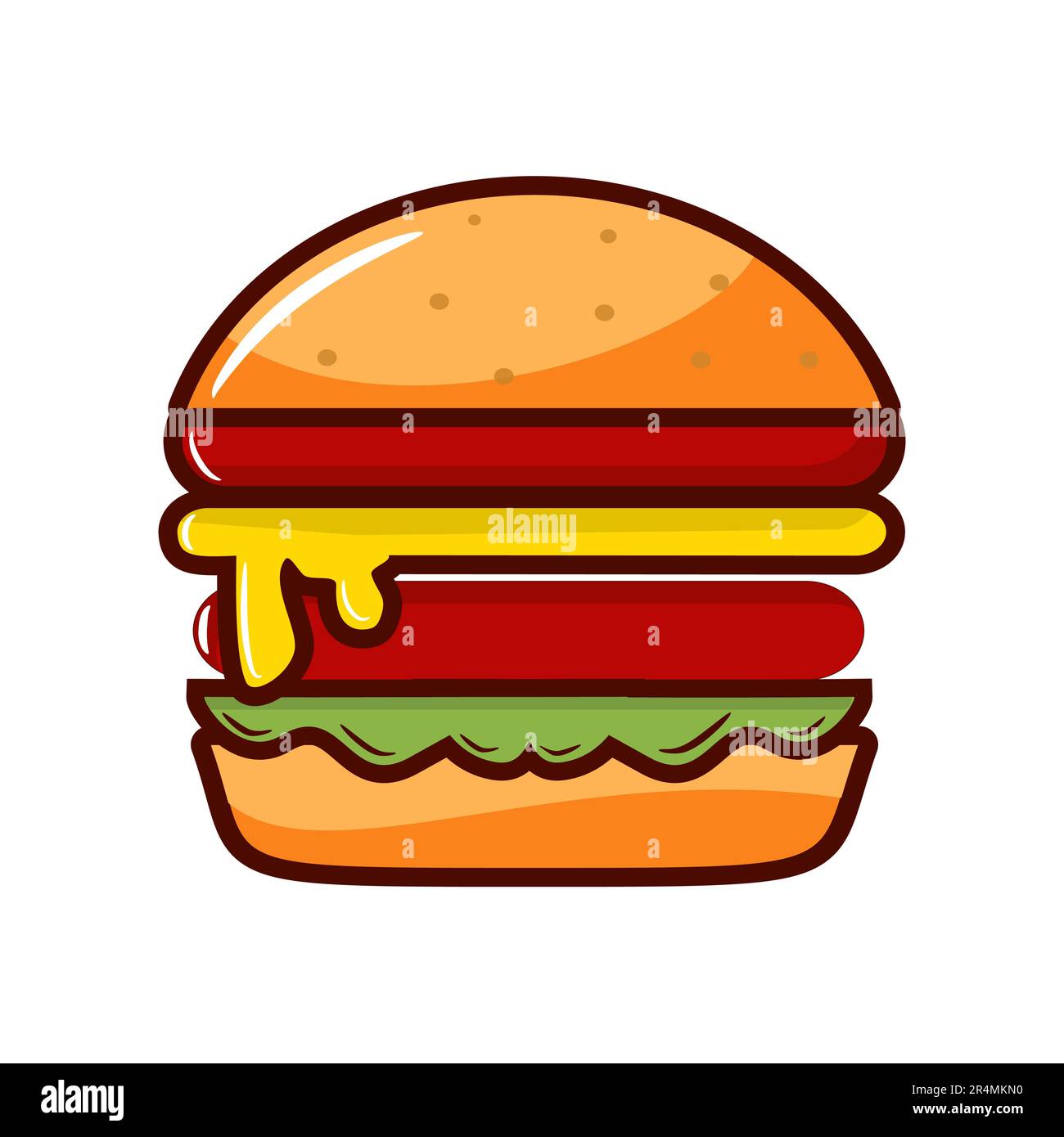 hamburger fast food icône vecteur illustration design graphique motif plat ombre pour l'élément et le concept de conception de nourriture et de boissons Illustration de Vecteur
