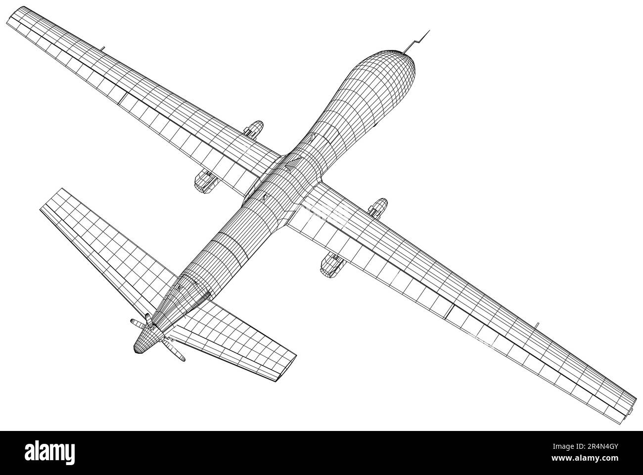 Avion. Drone militaire prédateur. Les couches de lignes visibles et invisibles sont séparées Illustration de Vecteur