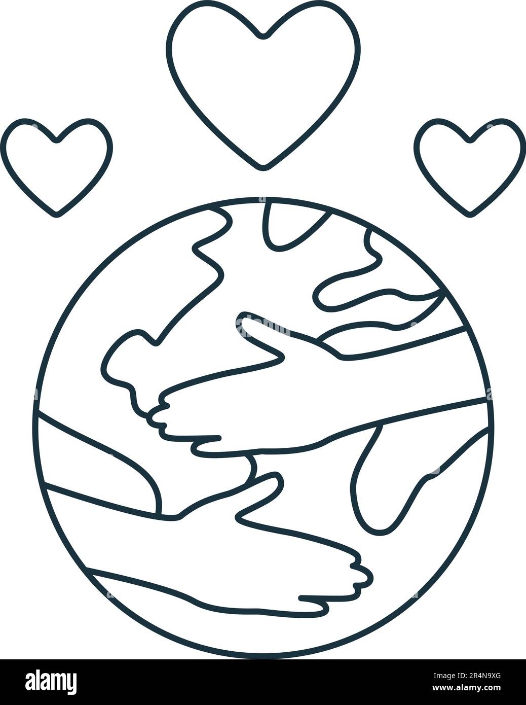 Icône du monde entier. Affiche monochrome simple de la collection de dons. Icône mondiale pour le logo, les modèles, la conception Web et les infographies. Illustration de Vecteur