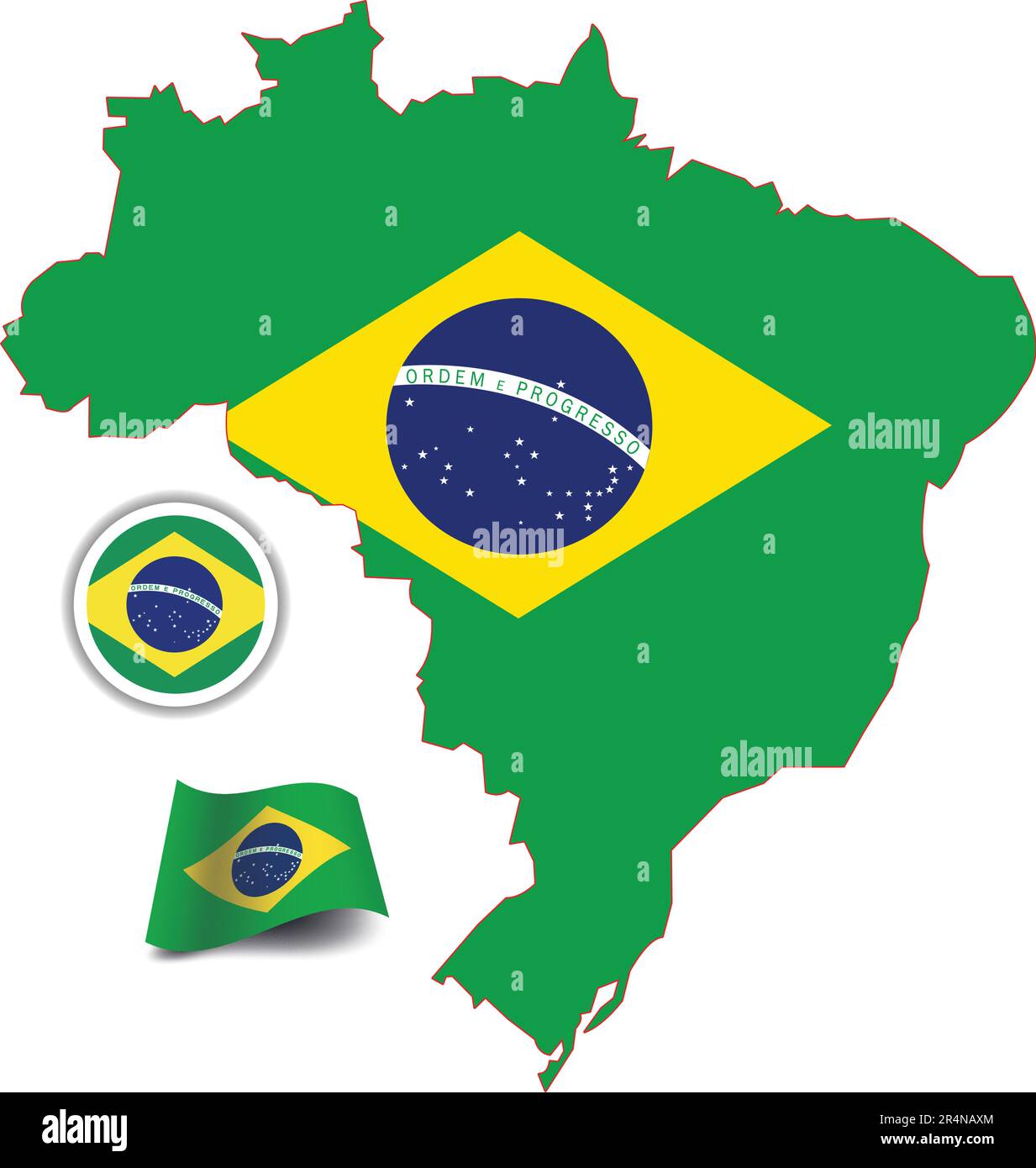 Carte et drapeau du Brésil Illustration de Vecteur