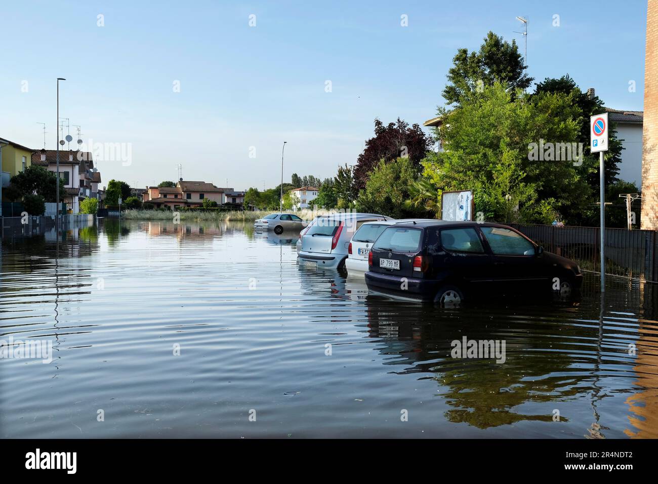 Europe, Italie, Émilie-Romagne, Conselice (Ravenne), 23 mai, 2023 : mauvais temps en Émilie-Romagne, la ville est complètement inondée après la fin Banque D'Images