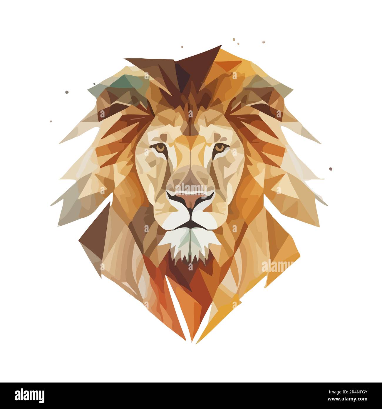 Logo Lion. Abstrait polygone coloré tête de lion. Calmez le lion avec les dents. Illustration de Vecteur