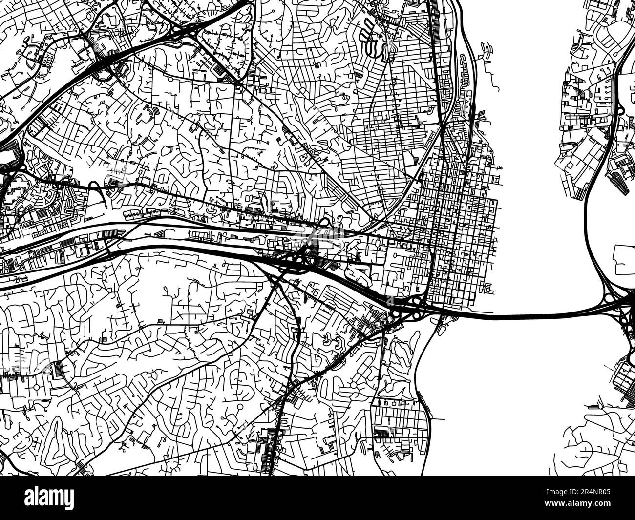 Carte routière vectorielle de la ville d'Alexandrie en Virginie aux États-Unis d'Amérique sur fond blanc. Banque D'Images