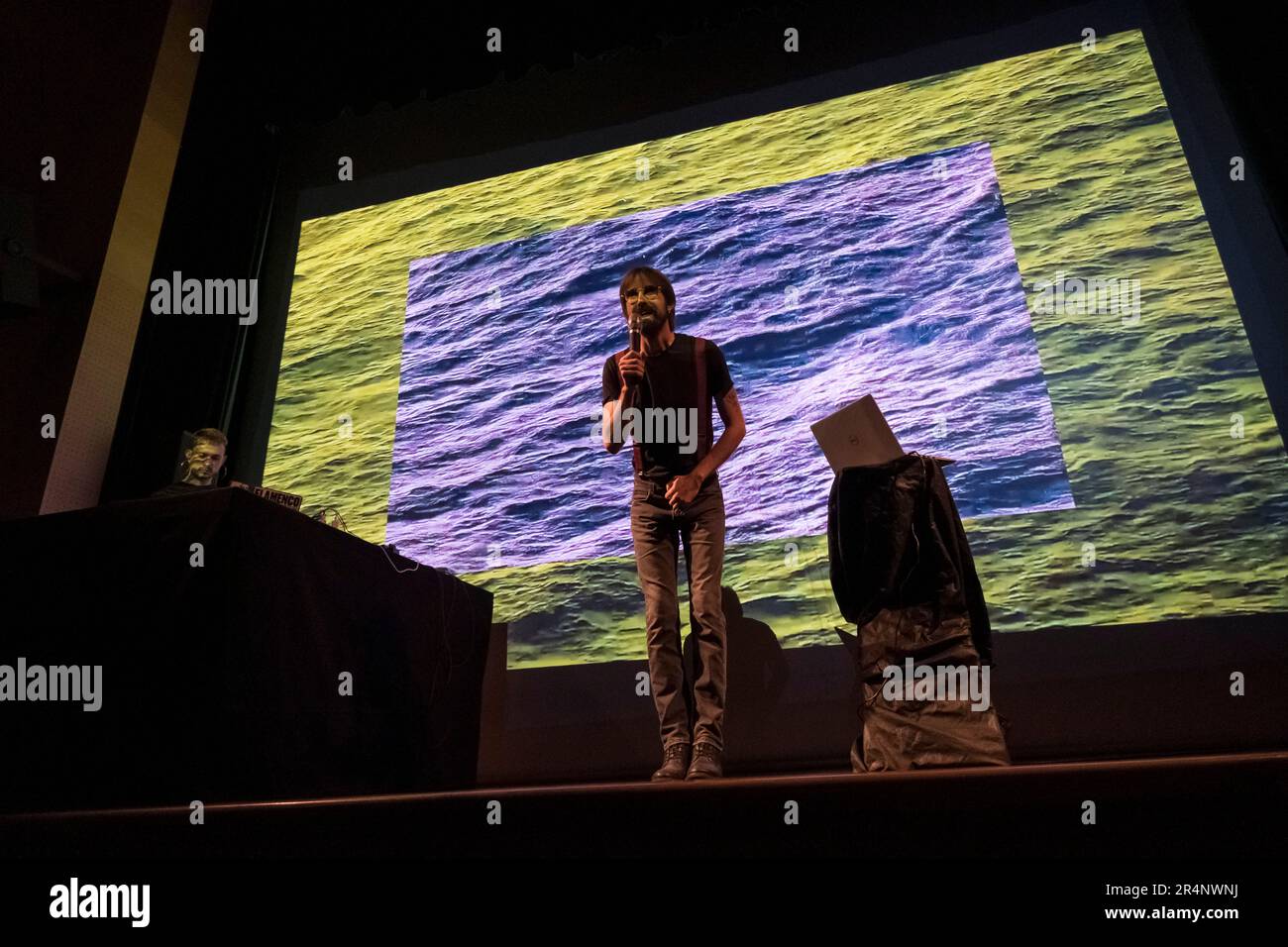 A Lluz, Orión E A Nova Lluz, spectacle poétique, Miguel Rodríguez et Andrés Rodríguez, Santanyi, Majorque, Iles Baléares, Espagne Banque D'Images