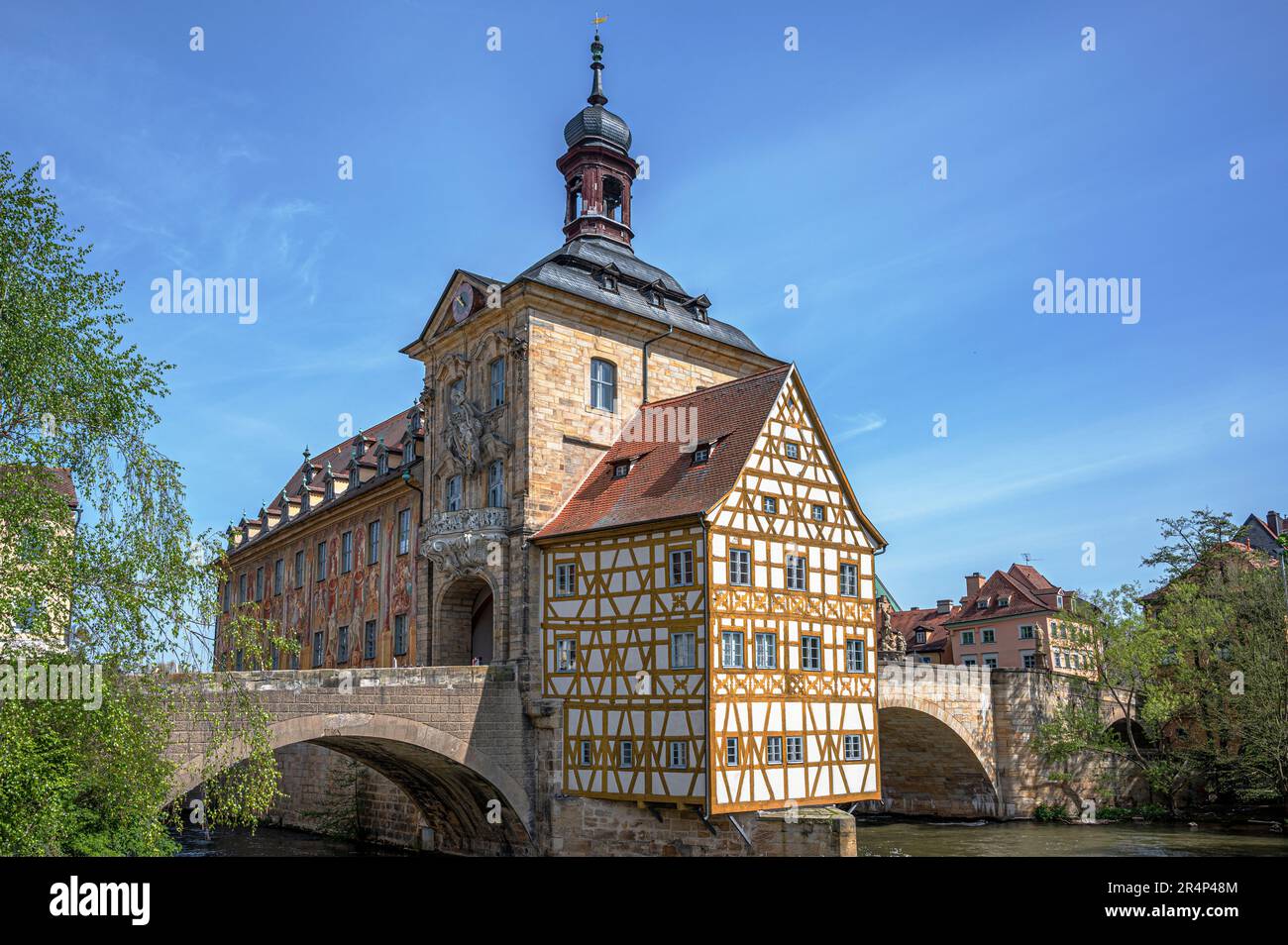 Maison à colombages de la vieille mairie (Altes Rathaus) à Bamberg, Allemagne Banque D'Images