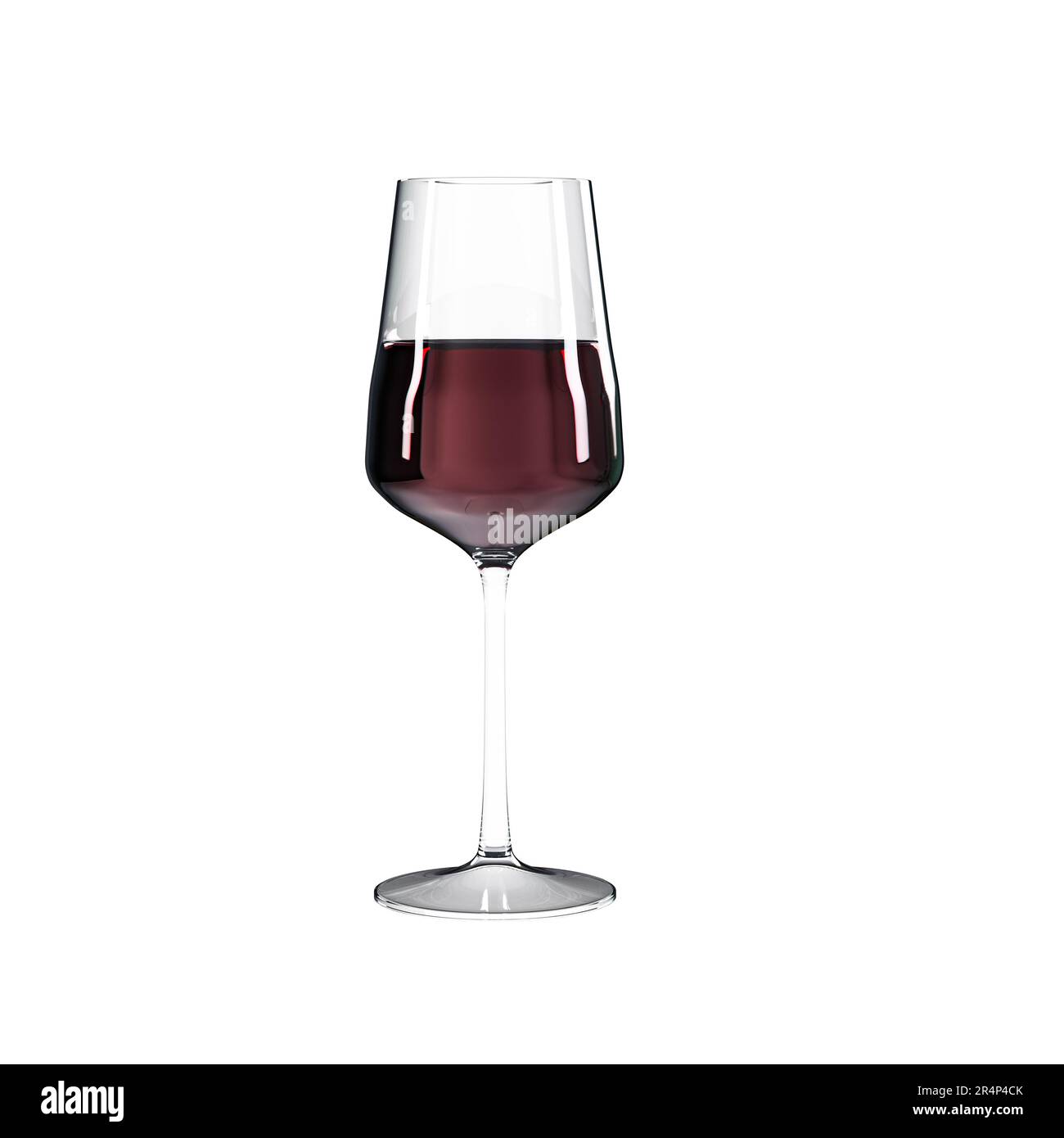 Verre de vin rouge isolé sur fond blanc. Banque D'Images