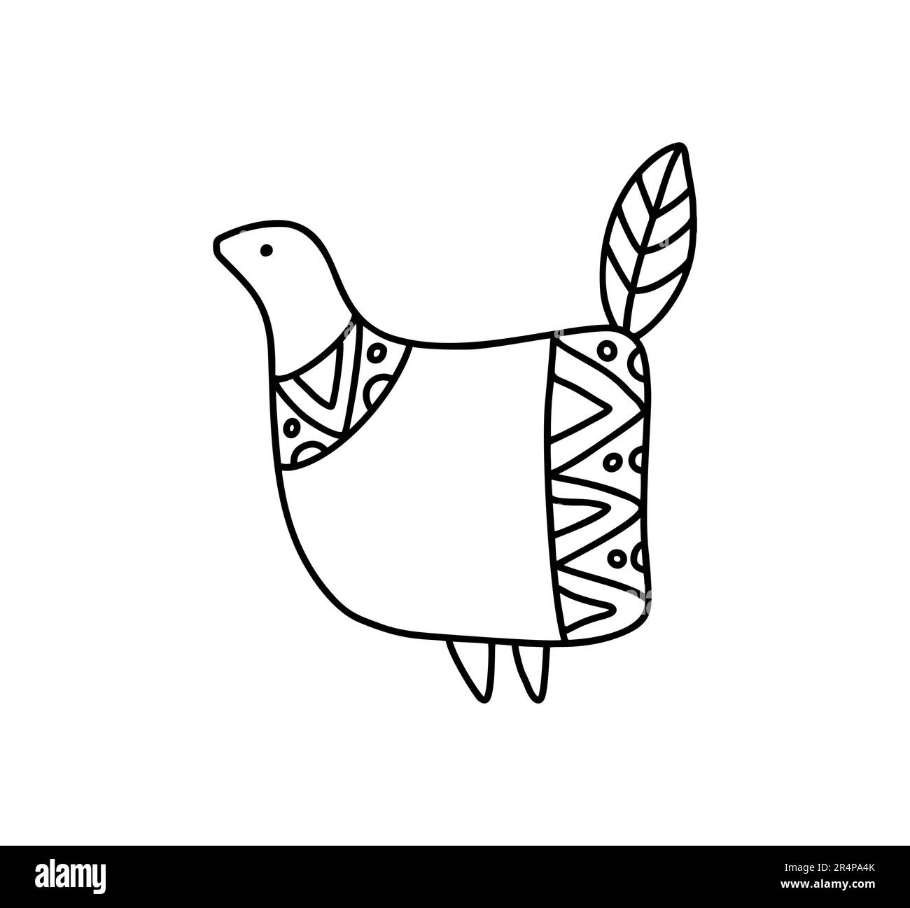 Logo de ligne de Scandi oiseau moderne abstrait Doodle boho illustration vectorielle. Carte postale artisanale de style scandinave. Bon pour la carte de vœux Illustration de Vecteur