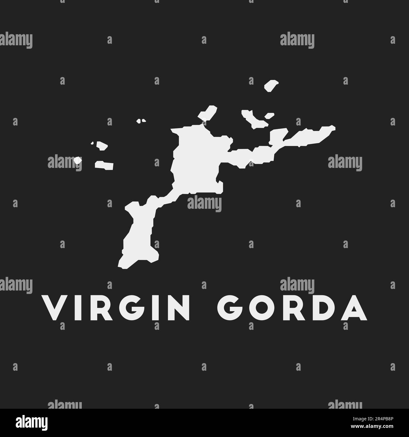 Icône Virgin Gorda. Carte de l'île sur fond sombre. Carte élégante de Virgin Gorda avec nom d'île. Illustration vectorielle. Illustration de Vecteur