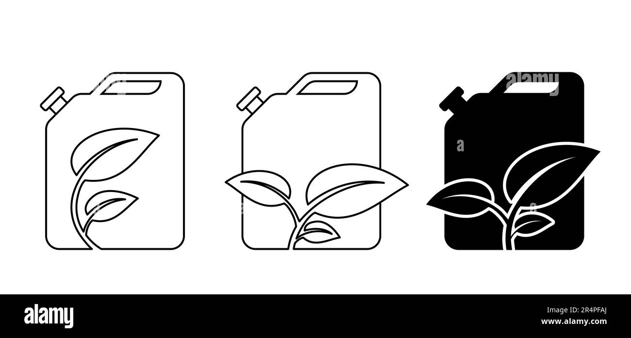 Essence biocarburant vert dessin animé, jerrican avec poignée. Bio jerry CAN, recycl. Symbole des canisters. Réservoir de carburant pour le transport et le stockage de l'essence. Secousse CAN Banque D'Images