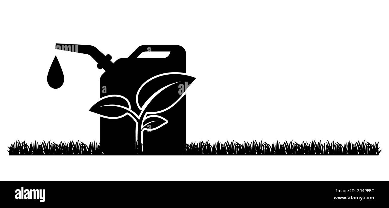 Essence biocarburant vert dessin animé, jerrican avec poignée. Bio jerry CAN, recycl. Symbole des canisters. Réservoir de carburant pour le transport et le stockage de l'essence. Secousse CAN Banque D'Images