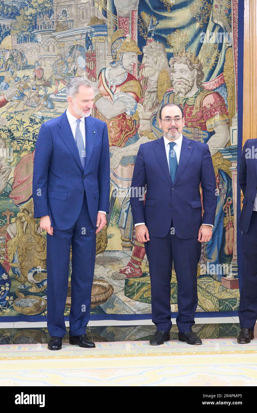 29 mai 2023, Madrid, Madrid, Espagne: Le roi Felipe VI d'Espagne assiste à une audience avec le président exécutif de la CAF-Banque de développement d'Amérique latine, Sergio Diaz-Granados au Palais Zarzuela sur 29 mai 2023 à Madrid, Espagne (image de crédit: © Jack Abuin/ZUMA Press Wire) USAGE ÉDITORIAL SEULEMENT! Non destiné À un usage commercial ! Banque D'Images 29 mai 2023, Madrid, Madrid, Espagne: Le roi Felipe VI d'Espagne assiste à une audience avec le président exécutif de la CAF-Banque de développement d'Amérique latine, Sergio Diaz-Granados au Palais Zarzuela sur 29 mai 2023 à Madrid, Espagne (image de crédit: © Jack Abuin/ZUMA Press Wire) USAGE ÉDITORIAL SEULEMENT! Non destiné À un usage commercial ! Banque D'Images