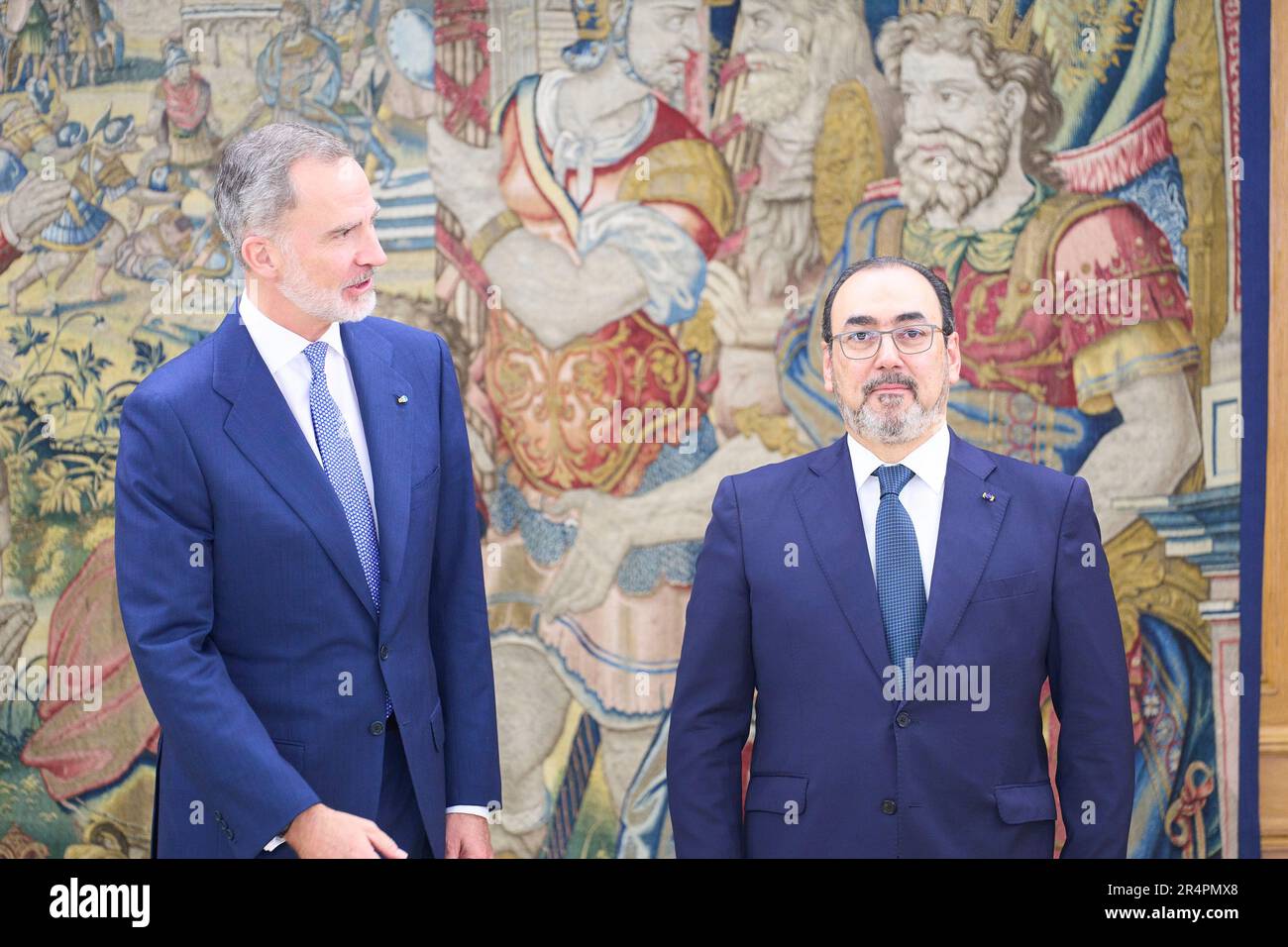 29 mai 2023, Madrid, Madrid, Espagne: Le roi Felipe VI d'Espagne assiste à une audience avec le président exécutif de la CAF-Banque de développement d'Amérique latine, Sergio Diaz-Granados au Palais Zarzuela sur 29 mai 2023 à Madrid, Espagne (image de crédit: © Jack Abuin/ZUMA Press Wire) USAGE ÉDITORIAL SEULEMENT! Non destiné À un usage commercial ! Banque D'Images 29 mai 2023, Madrid, Madrid, Espagne: Le roi Felipe VI d'Espagne assiste à une audience avec le président exécutif de la CAF-Banque de développement d'Amérique latine, Sergio Diaz-Granados au Palais Zarzuela sur 29 mai 2023 à Madrid, Espagne (image de crédit: © Jack Abuin/ZUMA Press Wire) USAGE ÉDITORIAL SEULEMENT! Non destiné À un usage commercial ! Banque D'Images
