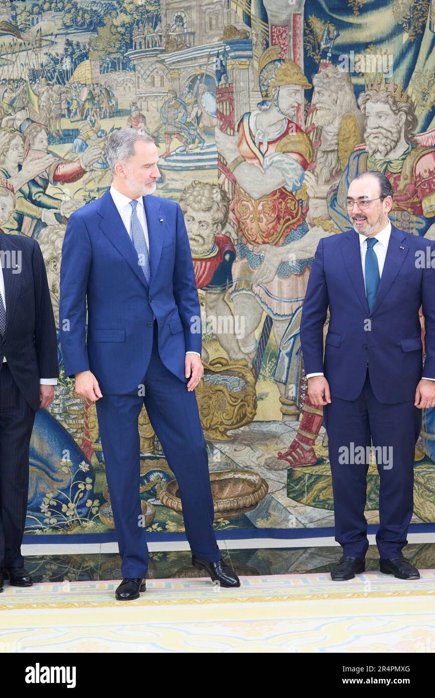 29 mai 2023, Madrid, Madrid, Espagne: Le roi Felipe VI d'Espagne assiste à une audience avec le président exécutif de la CAF-Banque de développement d'Amérique latine, Sergio Diaz-Granados au Palais Zarzuela sur 29 mai 2023 à Madrid, Espagne (image de crédit: © Jack Abuin/ZUMA Press Wire) USAGE ÉDITORIAL SEULEMENT! Non destiné À un usage commercial ! Banque D'Images 29 mai 2023, Madrid, Madrid, Espagne: Le roi Felipe VI d'Espagne assiste à une audience avec le président exécutif de la CAF-Banque de développement d'Amérique latine, Sergio Diaz-Granados au Palais Zarzuela sur 29 mai 2023 à Madrid, Espagne (image de crédit: © Jack Abuin/ZUMA Press Wire) USAGE ÉDITORIAL SEULEMENT! Non destiné À un usage commercial ! Banque D'Images