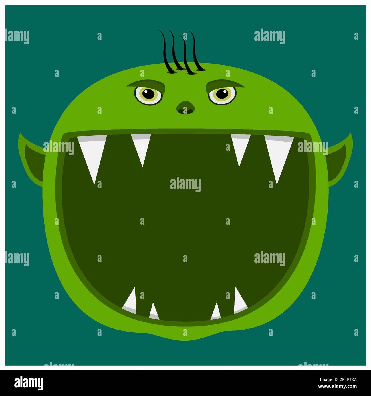 Motif caractère Halloween avec tête et bouche ouverte de grand gobelin , vecteur et illustration. Illustration de Vecteur
