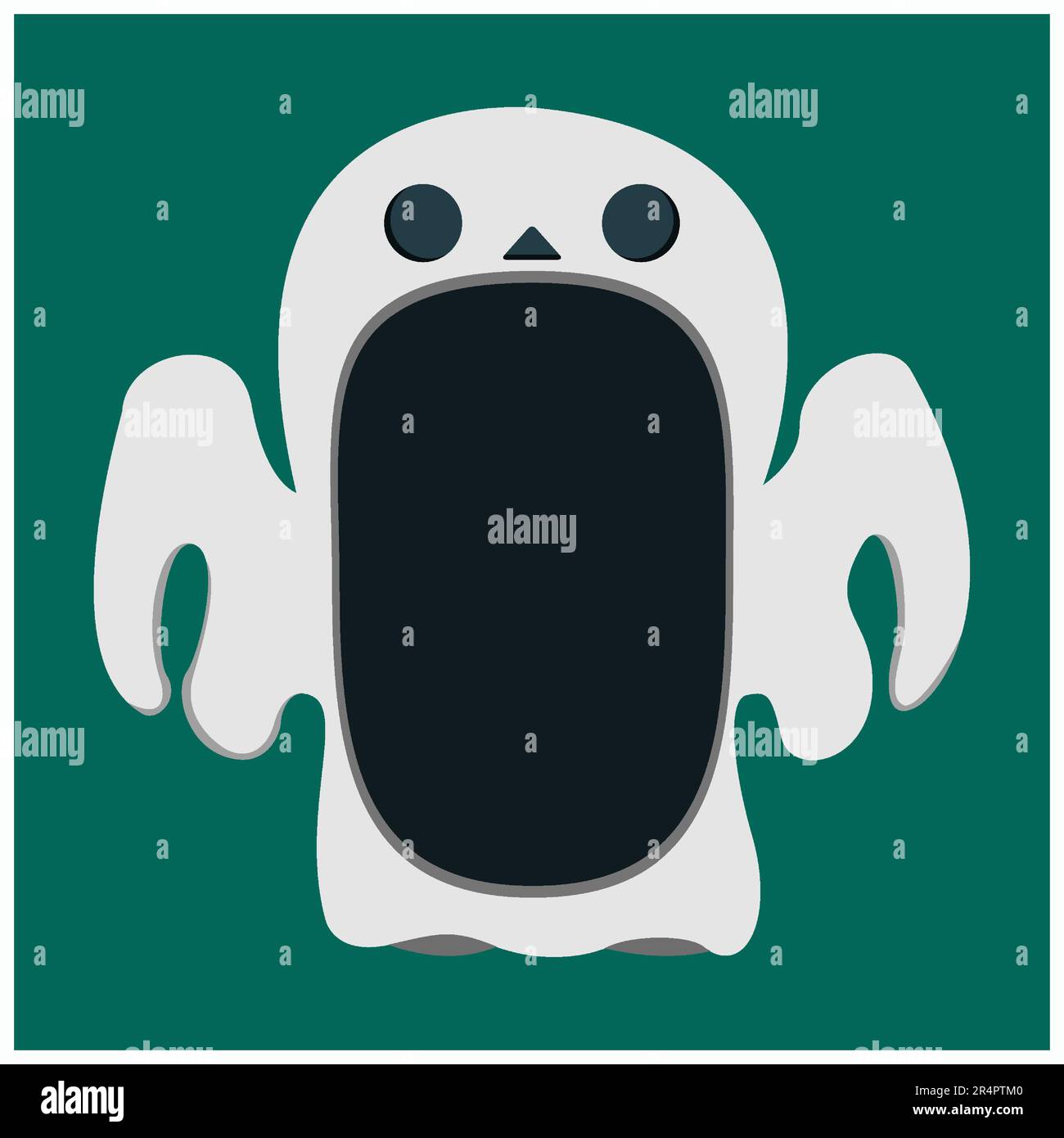 Motif caractère Halloween avec tête de personnage de grand fantôme et bouche ouverte, vecteur et illustration. Illustration de Vecteur