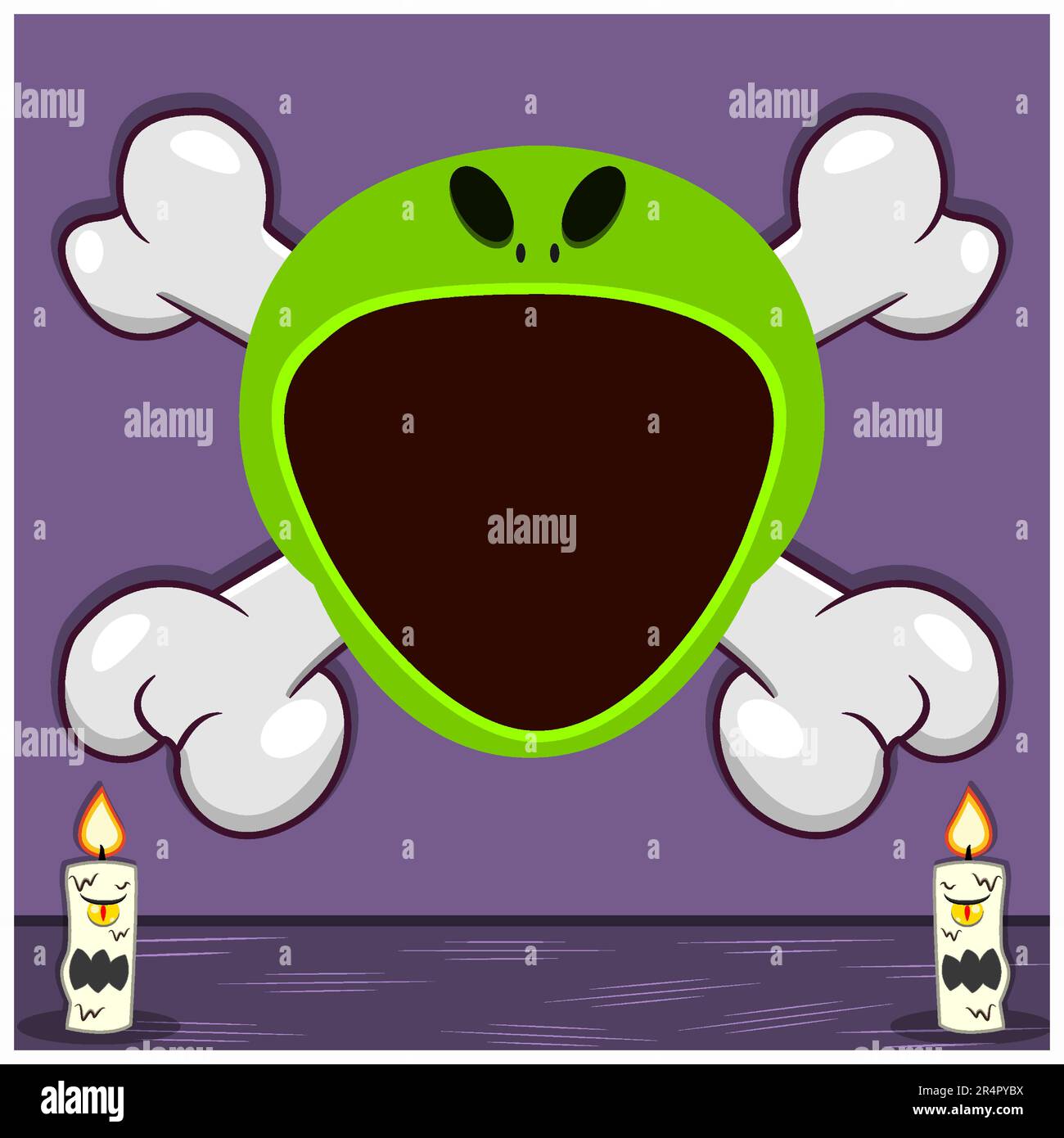 Motif caractère Halloween avec Alien Head. Sur crâne et bougies. Vecteur et illustration Illustration de Vecteur
