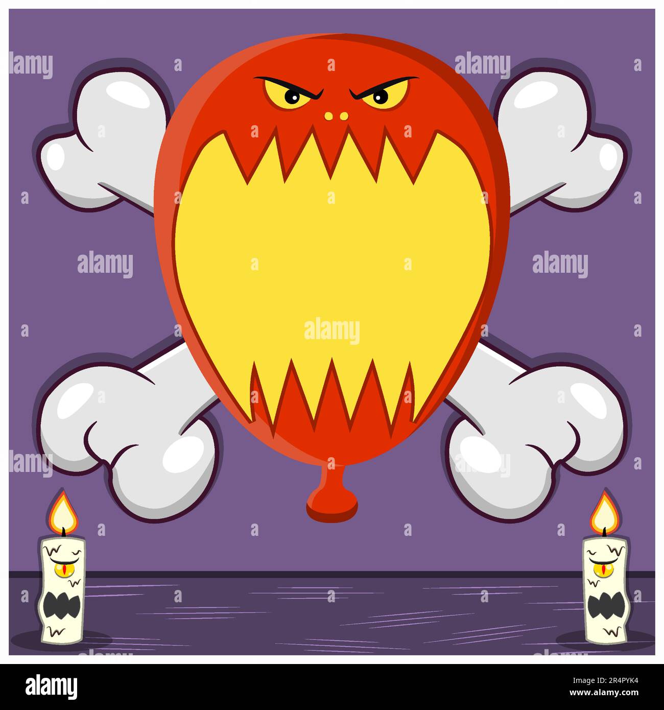Motif personnage Halloween avec ballon. Sur crâne et bougies. Vecteur et illustration Illustration de Vecteur