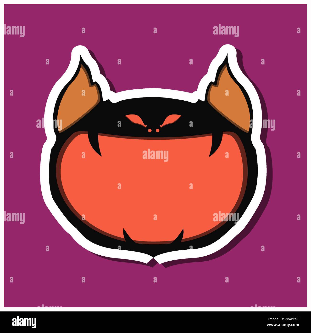 Autocollants monstre avec Bat Creepy Halloween. Fond violet. Conception plate. Symboles Halloween. Vecteur et illustration. Illustration de Vecteur