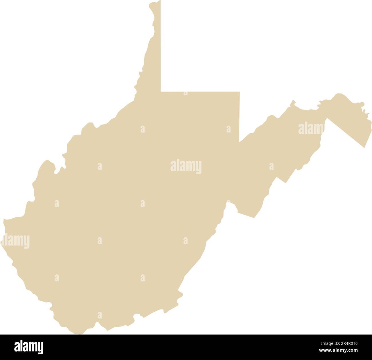 Carte des couleurs CMJN BEIGE de LA VIRGINIE OCCIDENTALE, États-Unis Illustration de Vecteur
