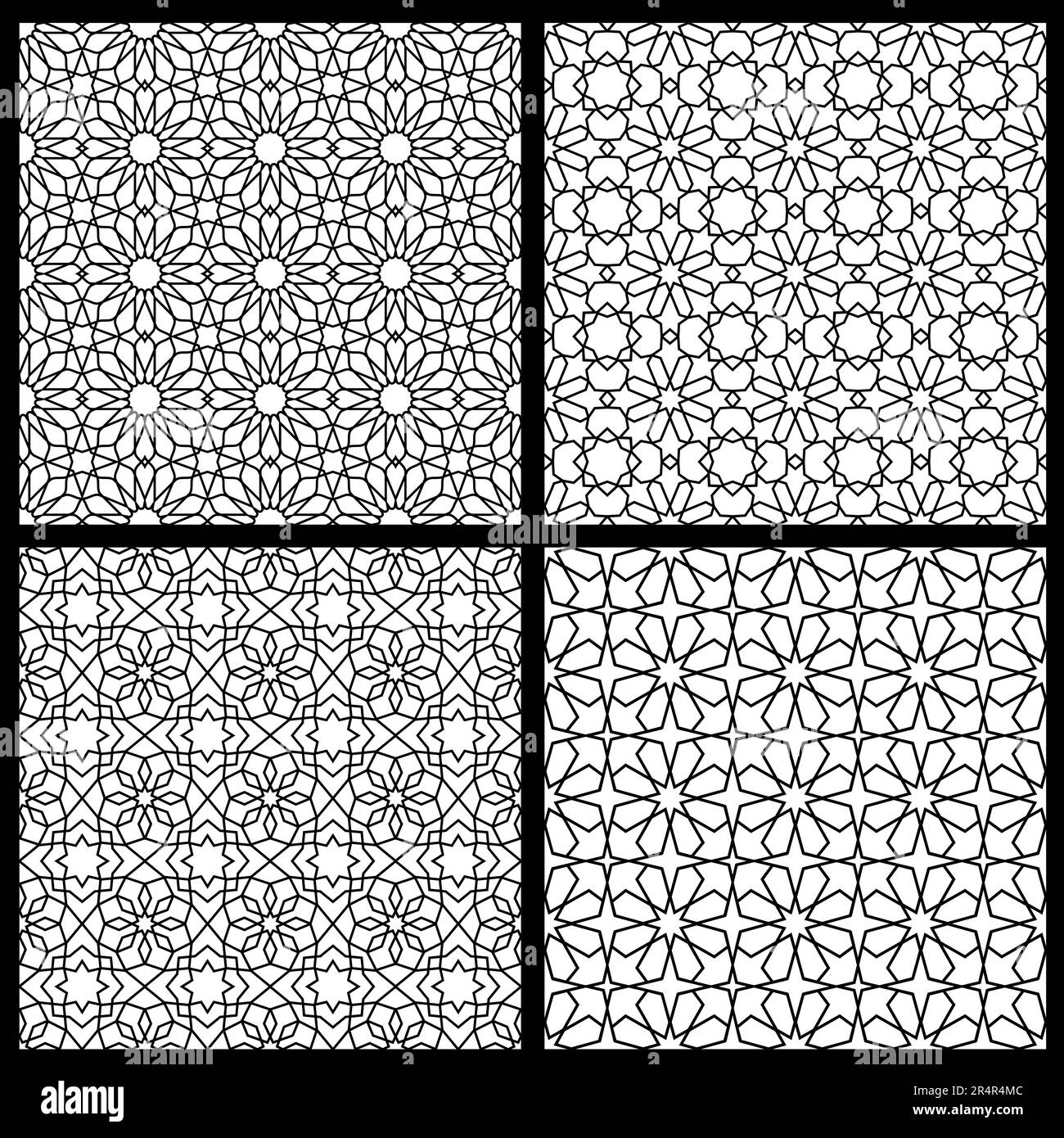 Mashrabiya arabesque fenêtre arabe modèles islamiques. Arrière-plans arabes sans couture avec ornements géométriques vectoriels d'éléments d'étoiles et de fleurs. Motif de grille de fenêtre de la mosquée musulmane avec motif oriental Illustration de Vecteur