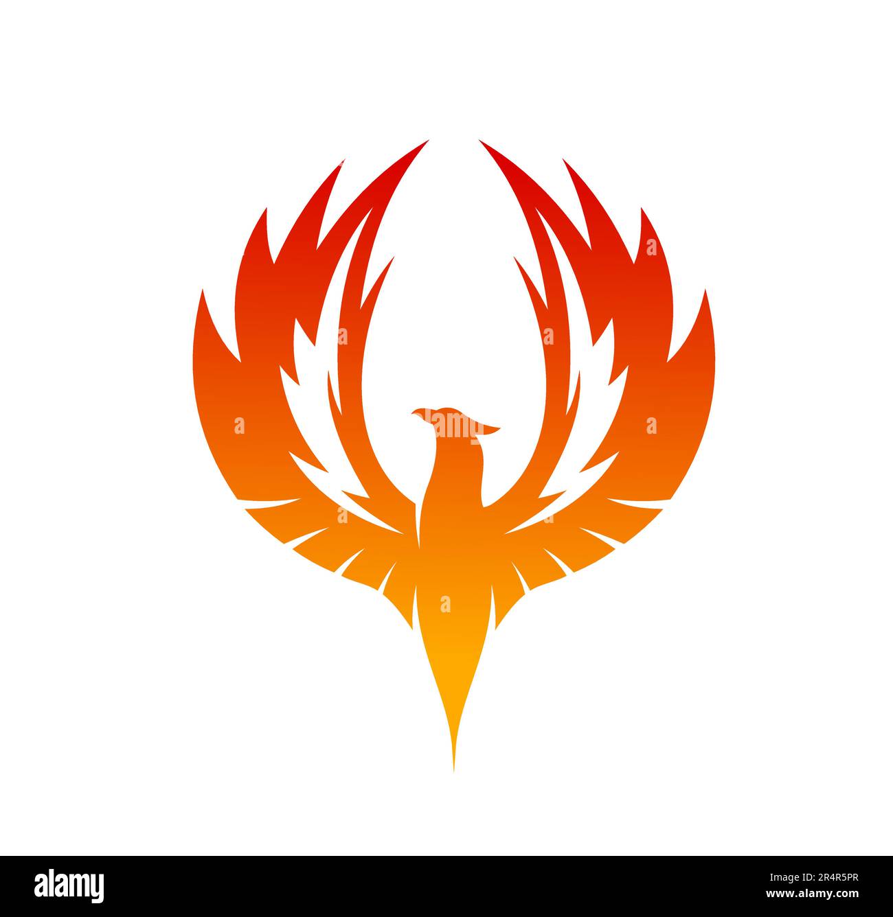 Ailes montantes d'oiseau de Phoenix avec flammes de feu et plumes brûlantes. Silhouette vectorielle de fenix volant ou phoenix. firebird flamboyant, aigle abstrait ou emblème héraldique falcon avec animal mythique fantaisie Illustration de Vecteur