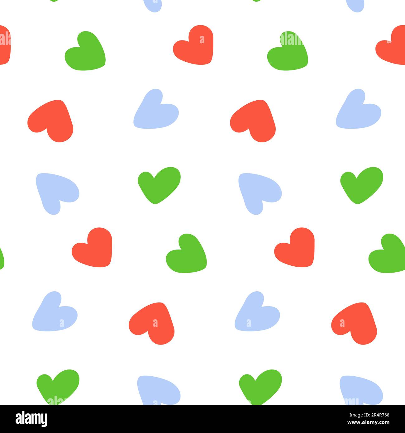 Motif abstrait sans fin avec coeurs dessinés à la main dans des tons lumineux tendance. Isoler. Design pour l'emballage, le papier peint ou le web, l'arrière-plan, l'affiche, ba Illustration de Vecteur