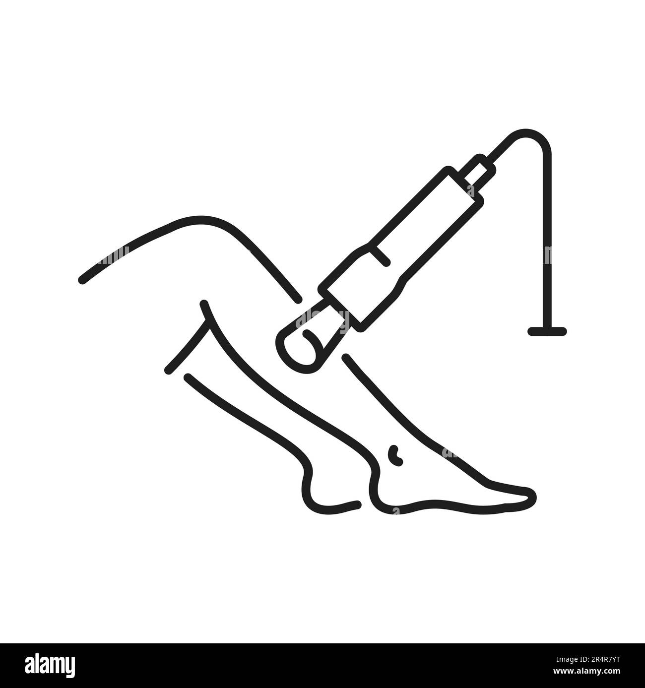 Œdème et gonflement des jambes, phlébologue et laser, diagnostic de l'icône de la ligne de thrombose. Traitement par ultrasons vectoriel, jambes des femmes Illustration de Vecteur