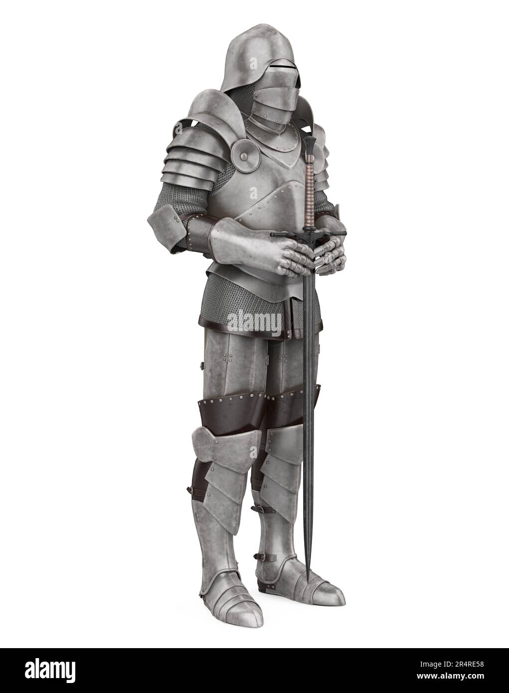 Armure de Chevalier médiéval isolée Banque D'Images