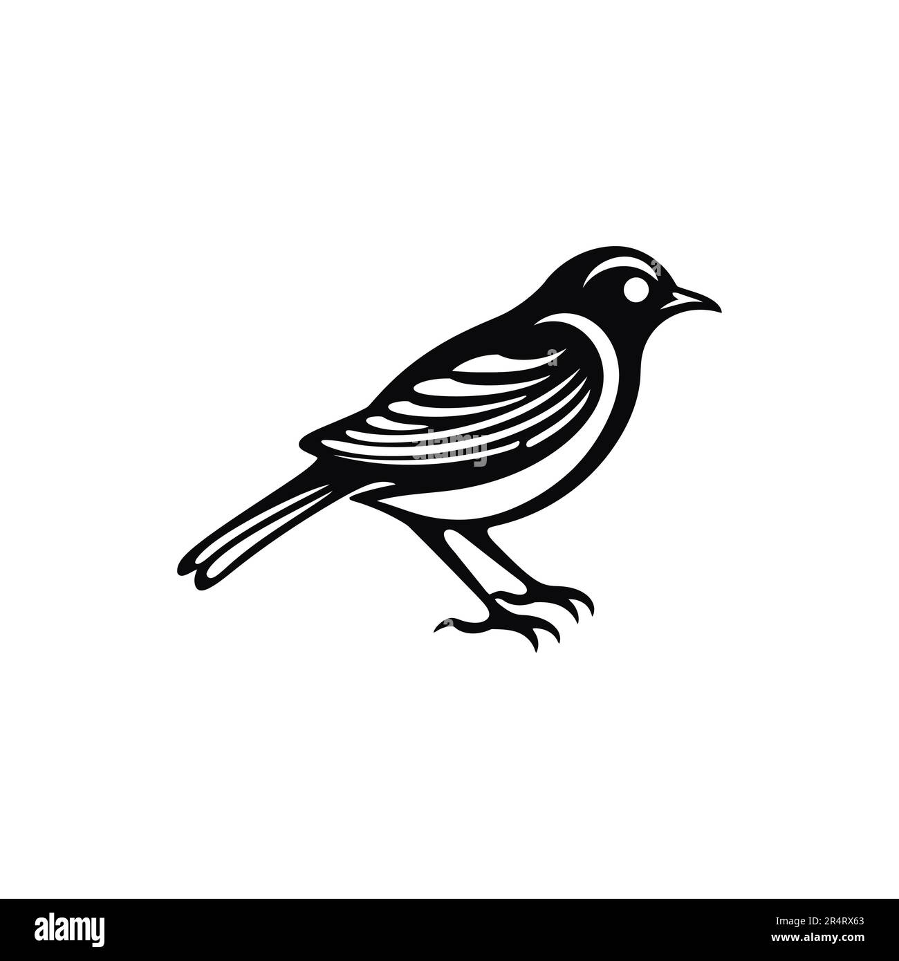 Vecteur d'esquisse de contour d'oiseau. Illustration linéaire dessinée à la main. Silhouette monochrome pour livre de coloriage. . Illustration vectorielle Illustration de Vecteur