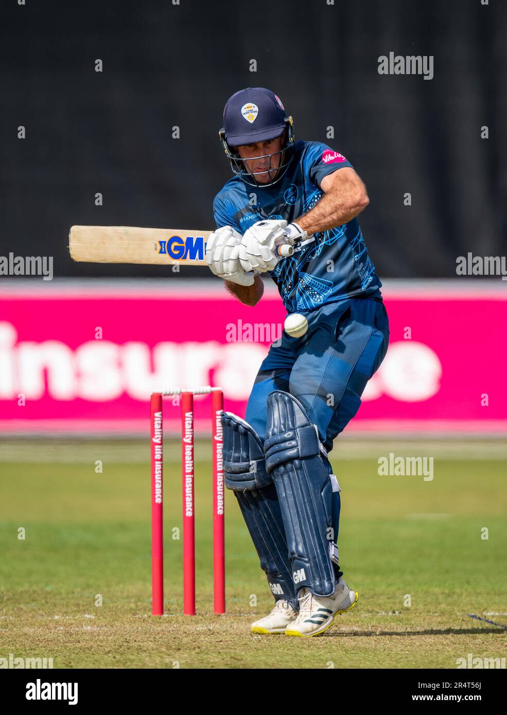 Wayne Madsen, de Derbyshire, se battant lors d'un match de Blast Vitality en T20 entre les Derbyshire Falcons et les Northamptonshire Steelbacks Banque D'Images