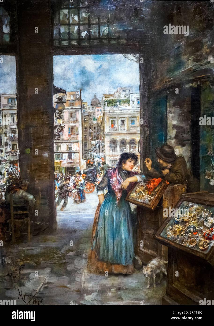 Seduzione (Seduction), après 1890) par Vincenzo Migliaro (Napoli, 1858 - 1938). Huile sur toile Banque D'Images