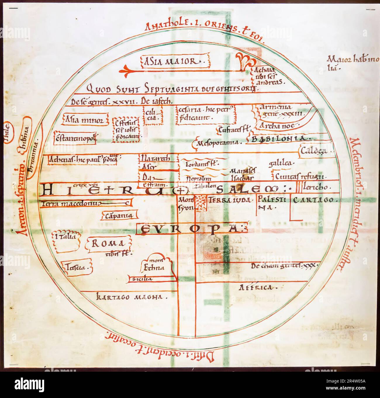 Carte du monde de Bede. Angleterre 1110. Banque D'Images