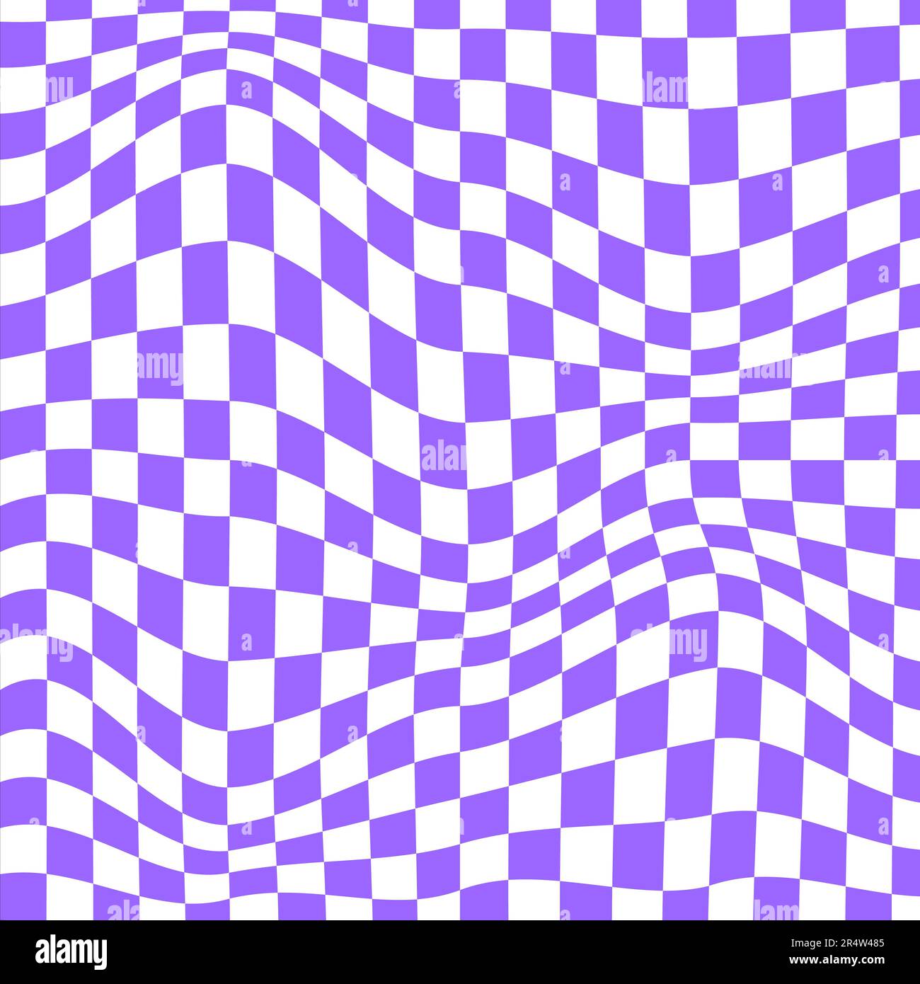 Arrière-plan du jeu d'échecs déformé. Illusion optique à carreaux. Motif psychédélique avec carrés noirs et blancs déformés. Texture de l'indicateur de course. Trippy Illustration de Vecteur