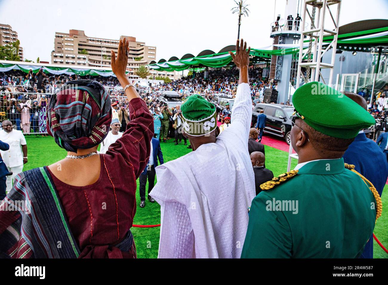 Abuja, Nigéria. 29th mai 2023. Le président élu du Nigeria, Bola Ahmed Tinubu, a prêté serment. La cérémonie a eu lieu dans un climat de sécurité serrée au site d'Eagle Square d'une capacité de 5 000 personnes, dans la capitale, Abuja. Banque D'Images