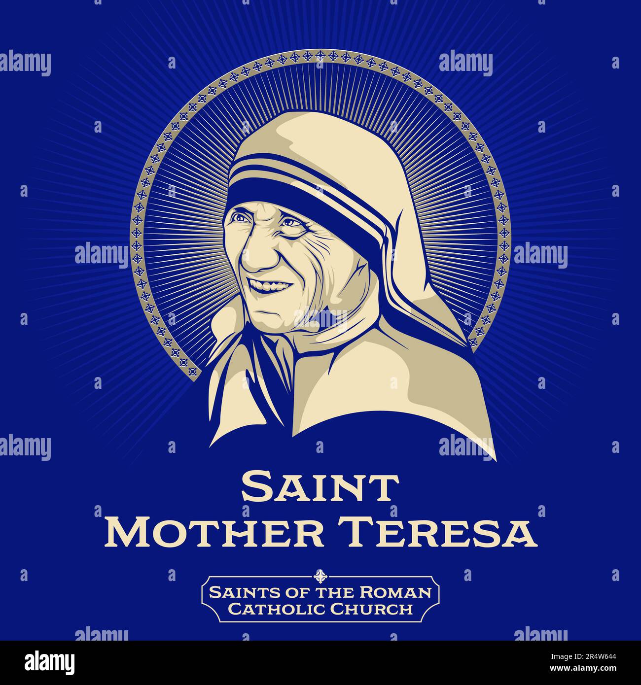 Saints catholiques. Mère Teresa ou Sainte mère Teresa de Calcutta (1910-1997) était une nonne catholique albanaise-indienne et fondatrice des Missionnaires Illustration de Vecteur