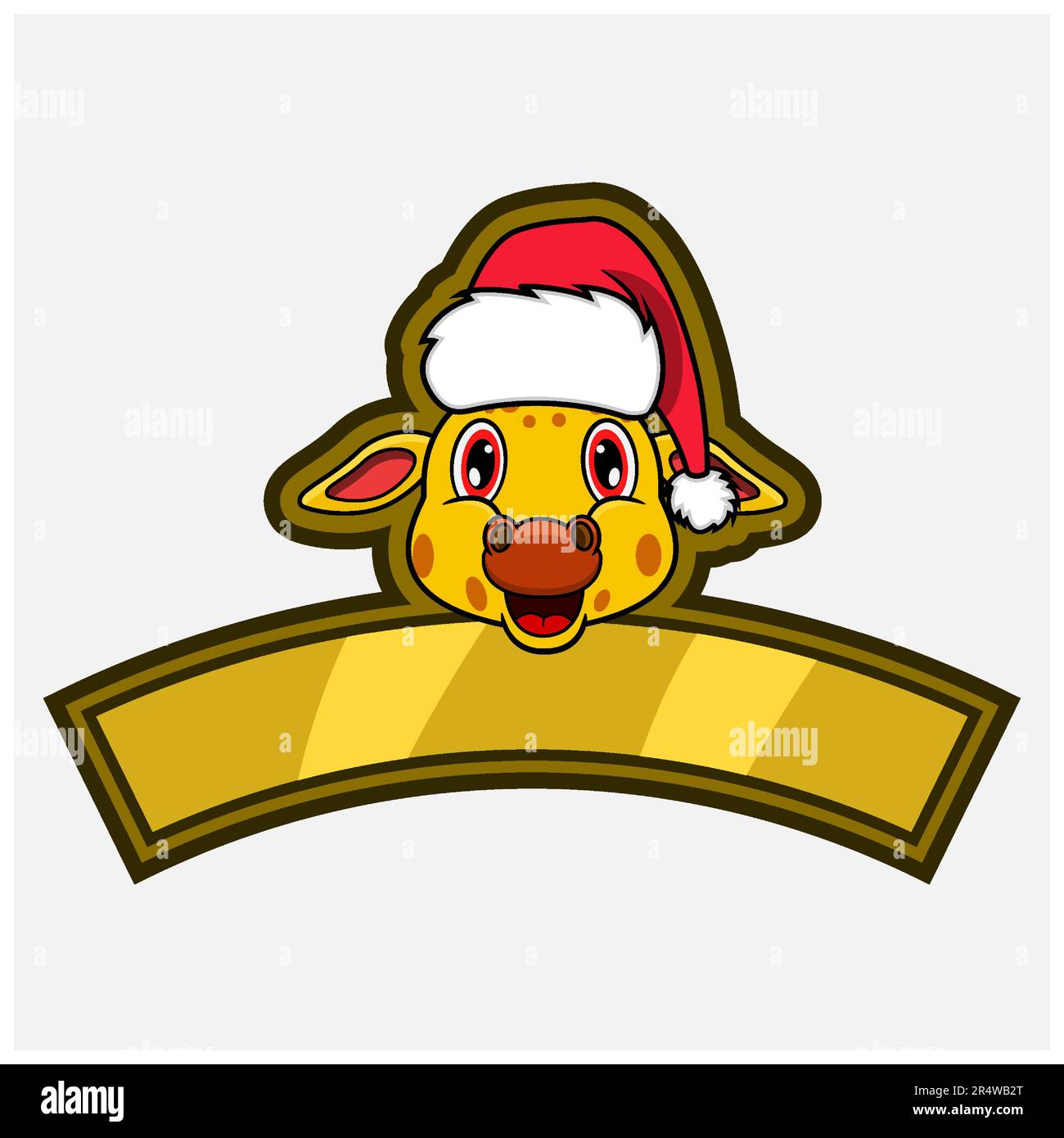 Logo, icône, filigrane, badge, emblème et étiquette de personnage Giraffe Head avec chapeau de Noël. Vecteur et illustration. Illustration de Vecteur