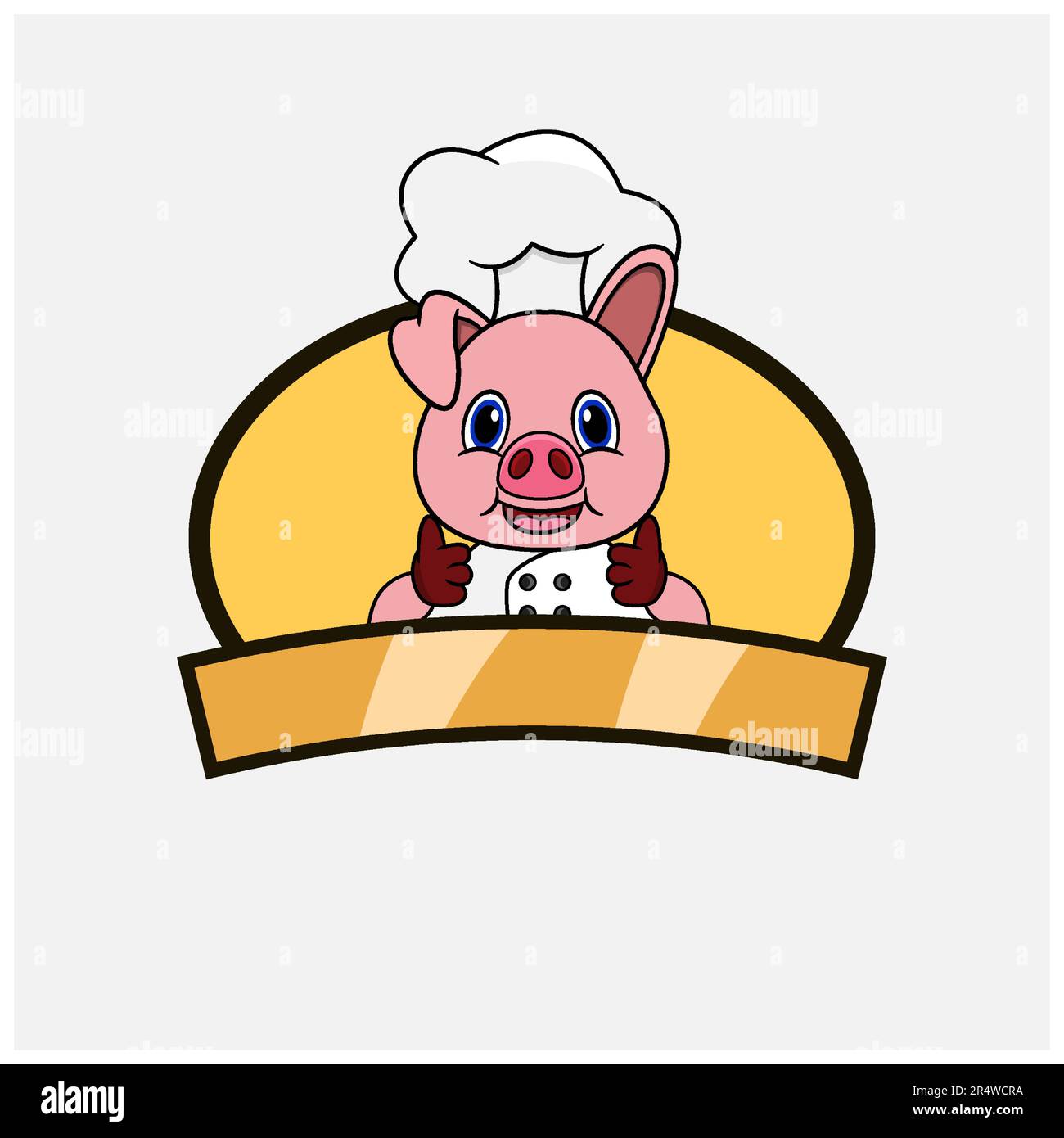 Cute Pig Chef et thème cuisine. Mascotte, personnage, logo, étiquette et icône. Vecteur et illustration. Illustration de Vecteur