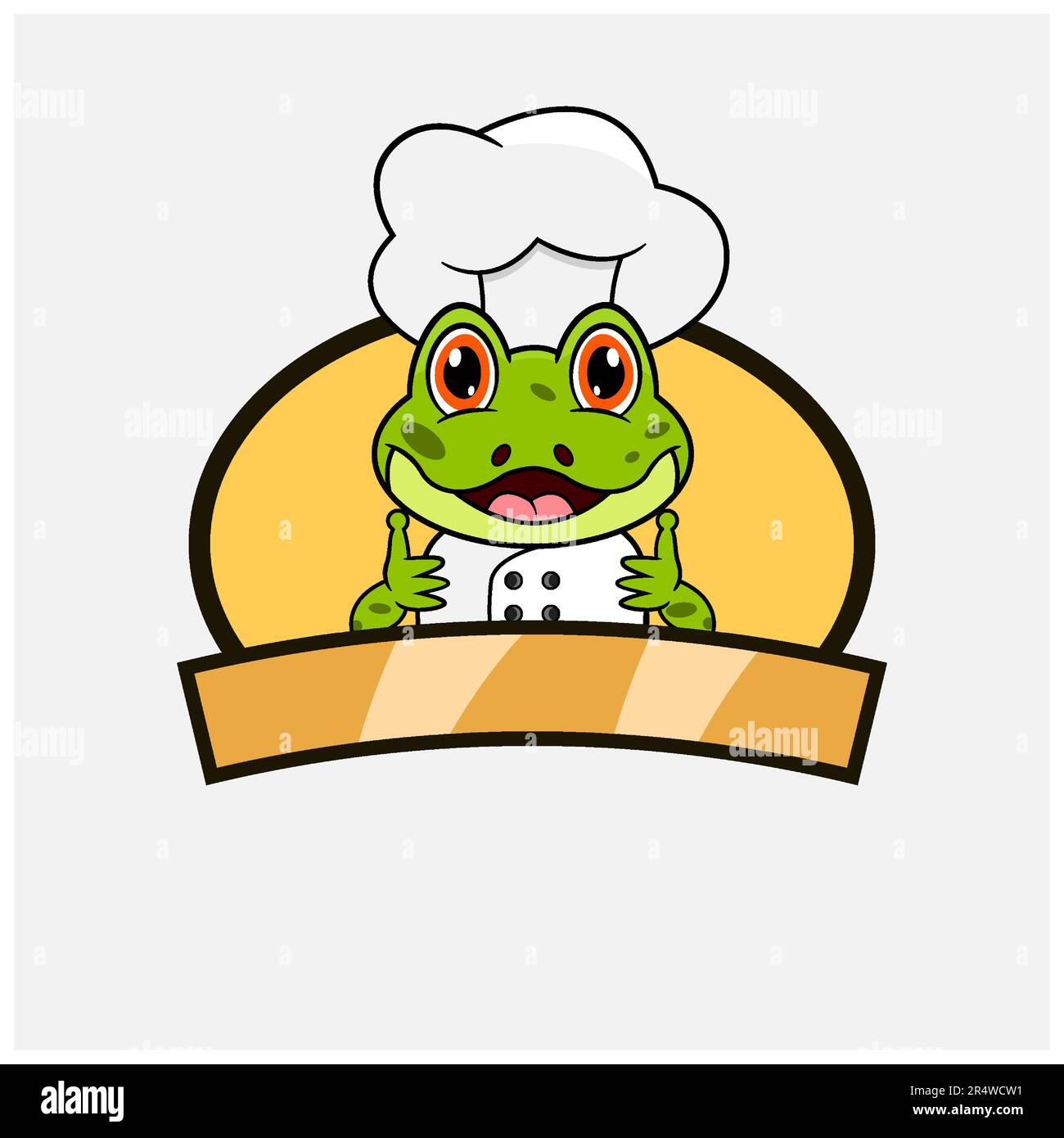 Mignon Frog Chef et thème de cuisine. Mascotte, personnage, logo, étiquette et icône. Vecteur et illustration. Illustration de Vecteur