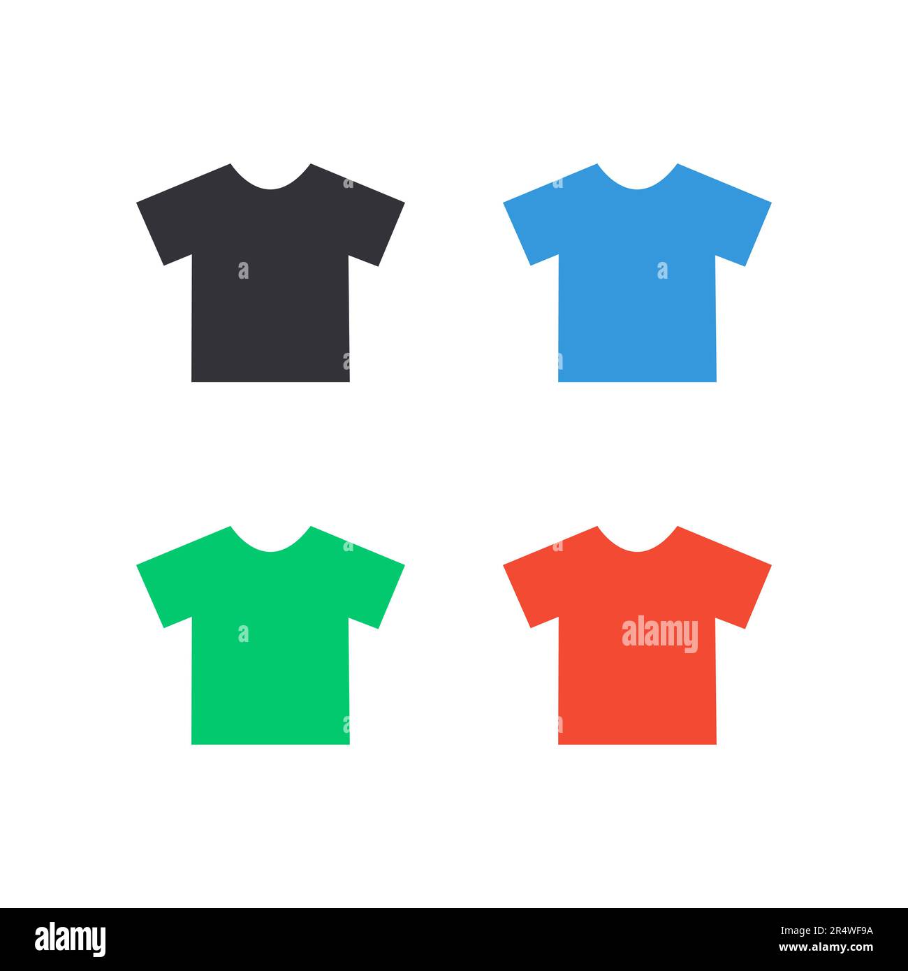 Fond blanc avec un ensemble de 4 t-shirts Unis de couleur Illustration de Vecteur