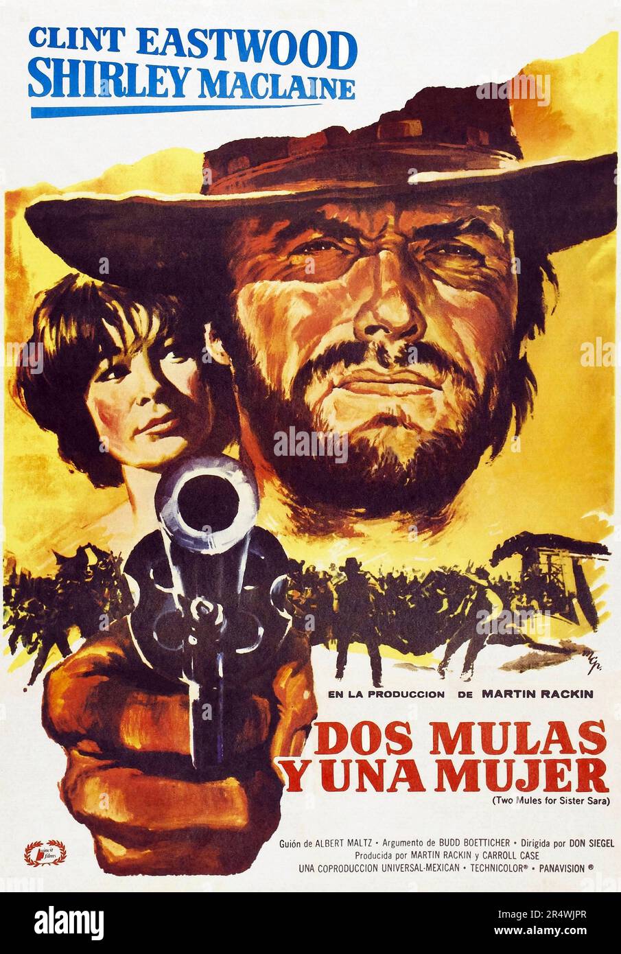 Deux mulets pour Sœur Sara est un American-Mexican western film avec Shirley MacLaine et Clint Eastwood et définie au cours de l'intervention française au Mexique. Le film est sorti en 1970 et réalisé par Don Siegel. L'intrigue suit un mercenaire qui se mélange avec une religieuse et le sida un groupe de rebelles au cours de la marionnette Juarista règne de l'empereur Maximilien au Mexique. Banque D'Images