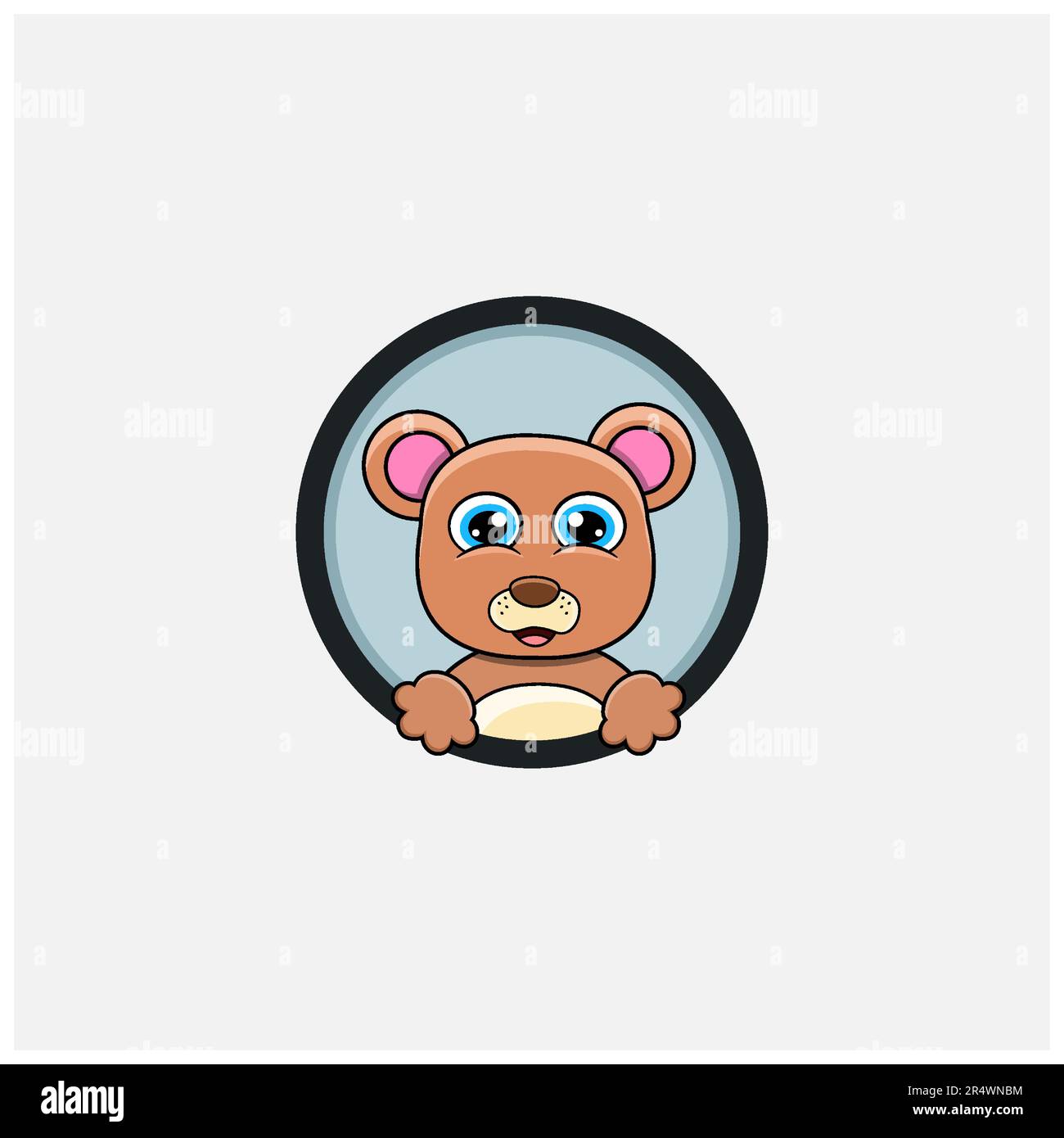 Design de personnage Funny Bear Head. Idéal pour le logo, l'étiquette, le modèle et l'icône. Vecteur et illustration. Illustration de Vecteur