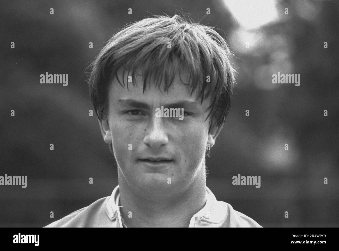 Portrait du joueur de tennis français Henri Leconte lors de l'Open de France de mai 1980. Banque D'Images