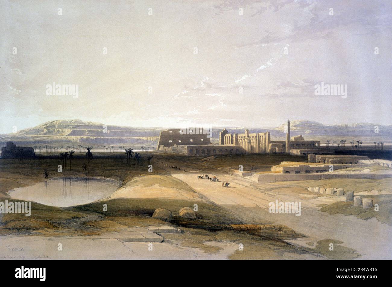 Karnak'. Lithographie de 1856 après David Roberts (1796-1864) artiste et orientaliste écossais. L'Égypte antique Temple ruine religion Mytholgy Banque D'Images