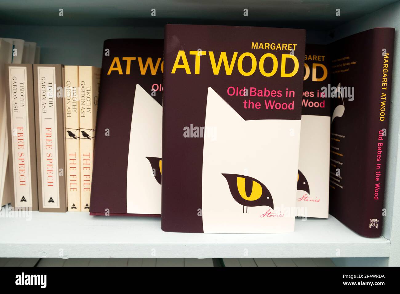 Margaret Atwood livre 'Old Babes in the Woods' couverture avant sur la librairie livre étagère Hay Festival 2023 Hay-on-Wye Wales Royaume-Uni Grande-Bretagne KATHY DEWITT Banque D'Images