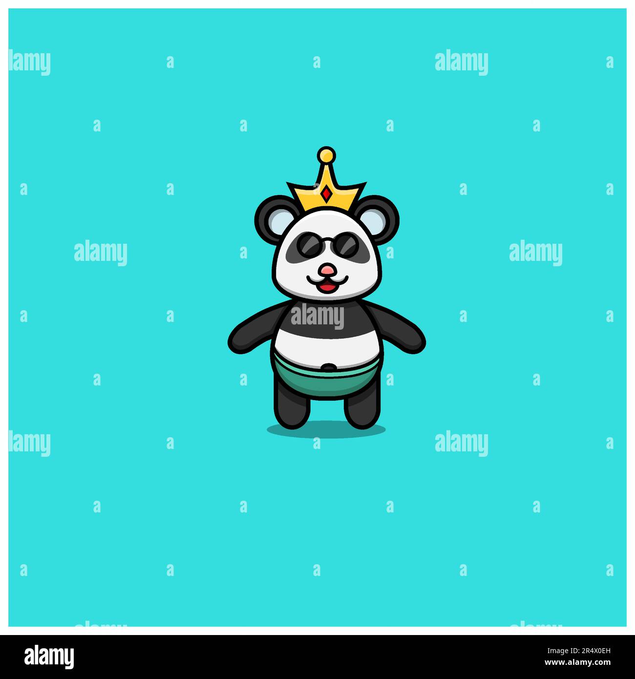 Joli panda bébé avec couronne et verres. Personnage, logo, icône et inspiration Design. Vecteur et illustration. Illustration de Vecteur